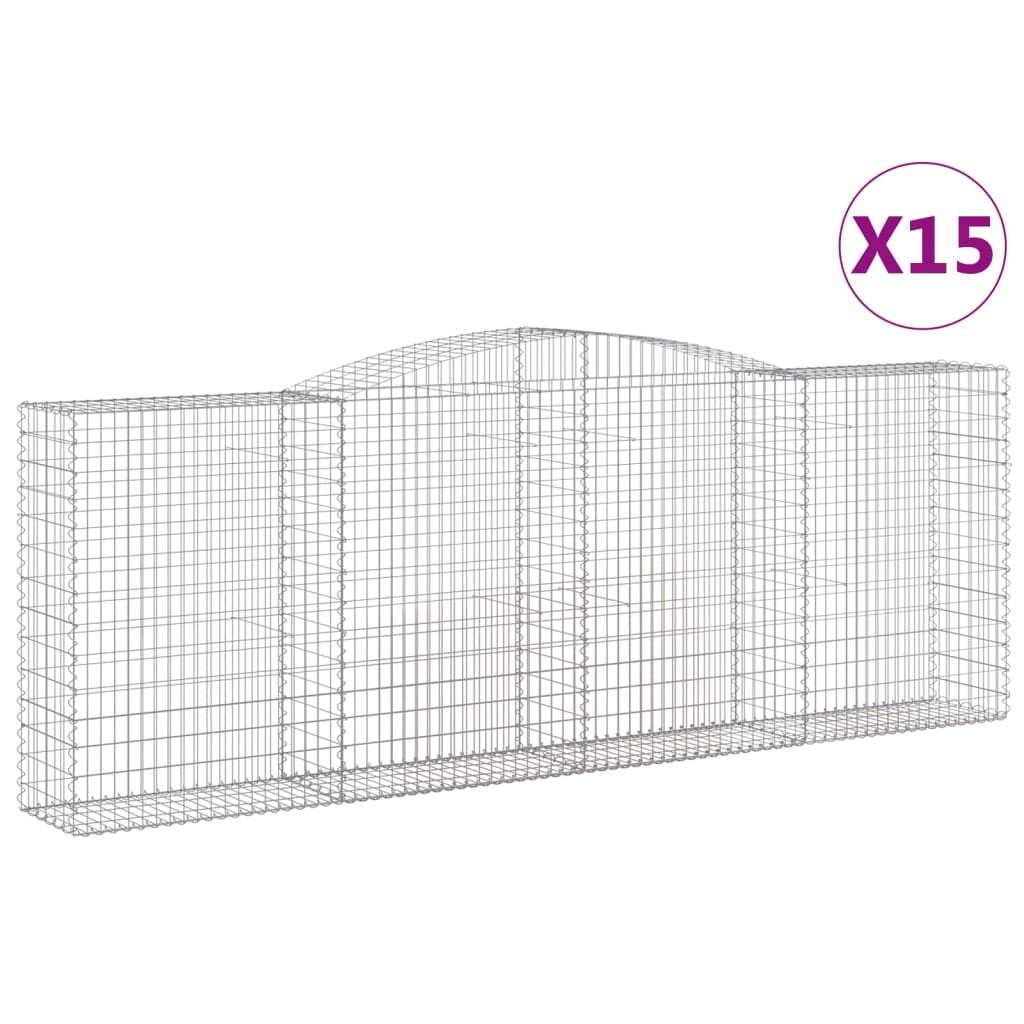 Cestas De Gaviones 15 Uds Forma De Arco Hierro 400x50x140/160cm_0