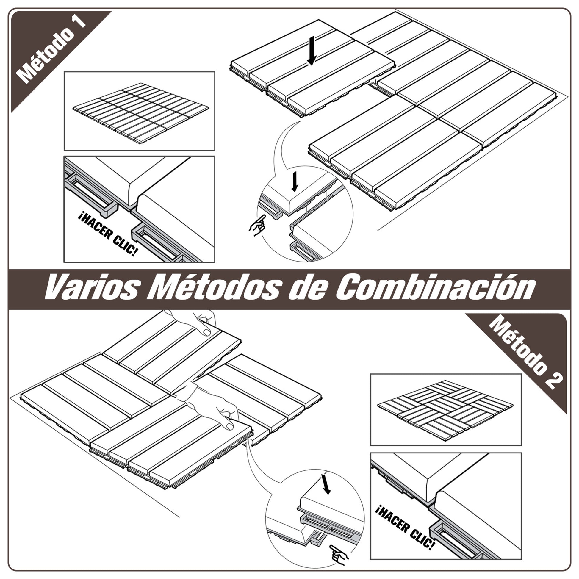 Outsunny Baldosas Cuadradas Para Suelos 30x30 Paquete De 9 Piezas Cubre 0.81 M²_5