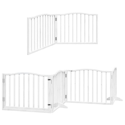 Vidaxl Puerta De Perros Plegable 10 Paneles Madera Álamo Blanca 800 Cm_0