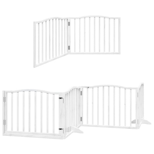 Vidaxl Puerta De Perros Plegable 10 Paneles Madera Álamo Blanca 800 Cm_0
