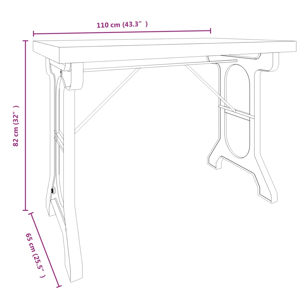 Mesa De Comedor Madera Maciza De Abeto Y Hierro 110x65x82 Cm_4