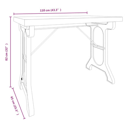 Mesa De Comedor Madera Maciza De Abeto Y Hierro 110x65x82 Cm_4