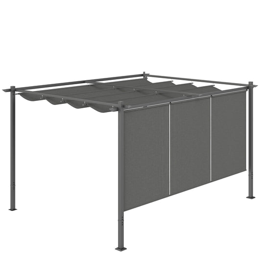 Outsunny Pérgola 4x3 M Con Techo Retráctil Y Laterales Enrollables Gris_0