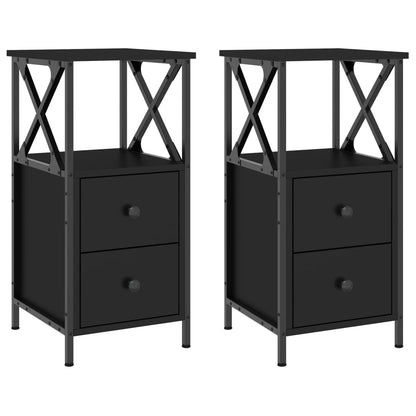 Mesitas De Noche 2 Uds Madera De Ingeniería Negro 34x35,5x70 Cm_0