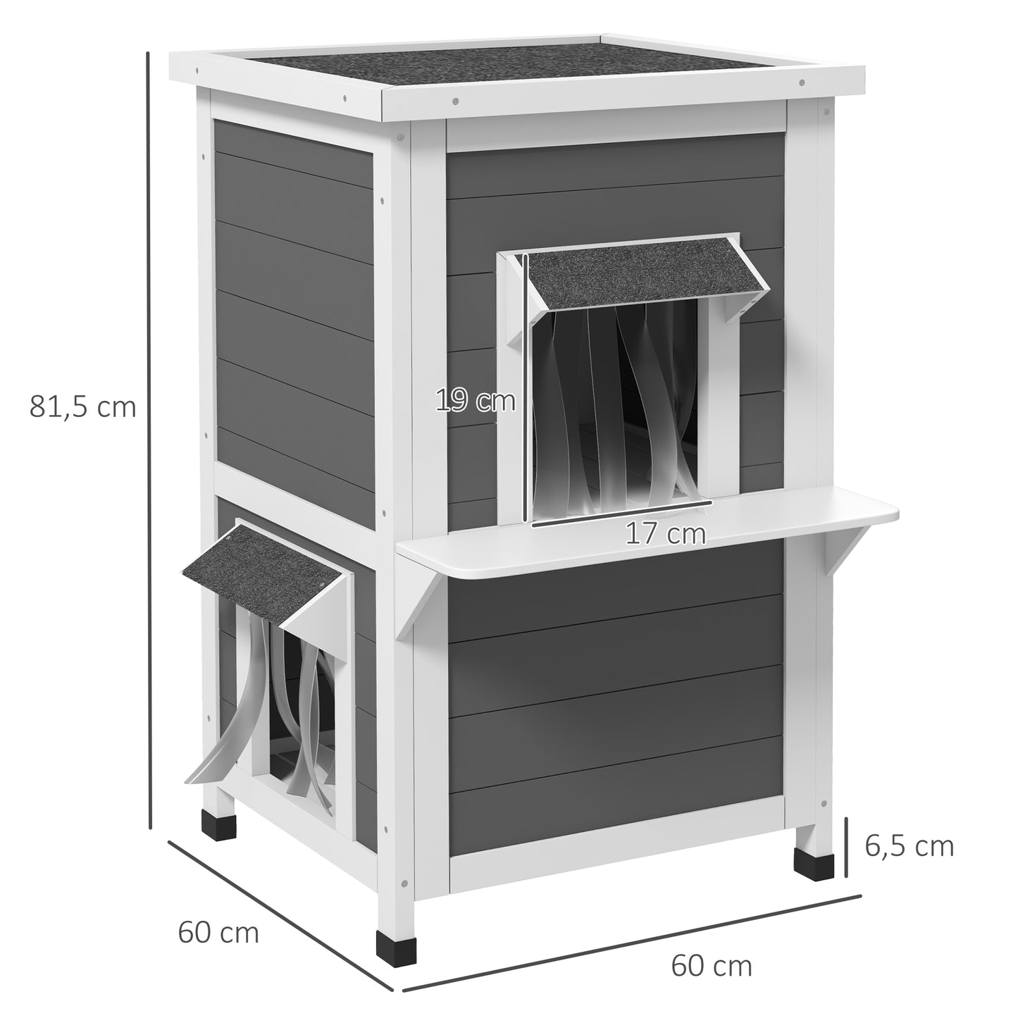 Pawhut Caseta Para Gatos De Madera 60x60x81,5 Cm Casa Para Gatos De 2 Niveles_2