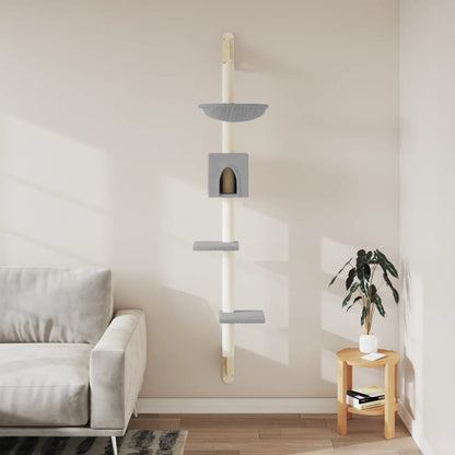 Árbol Rascador Para Gatos De Pared Gris Claro 187 Cm_2