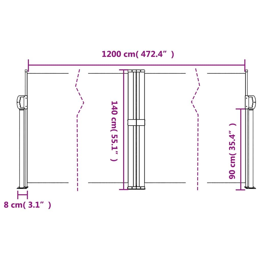 Vidaxl Toldo Lateral Retráctil Terracota 140x1200 Cm_2