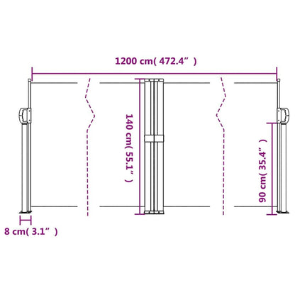 Vidaxl Toldo Lateral Retráctil Terracota 140x1200 Cm_2