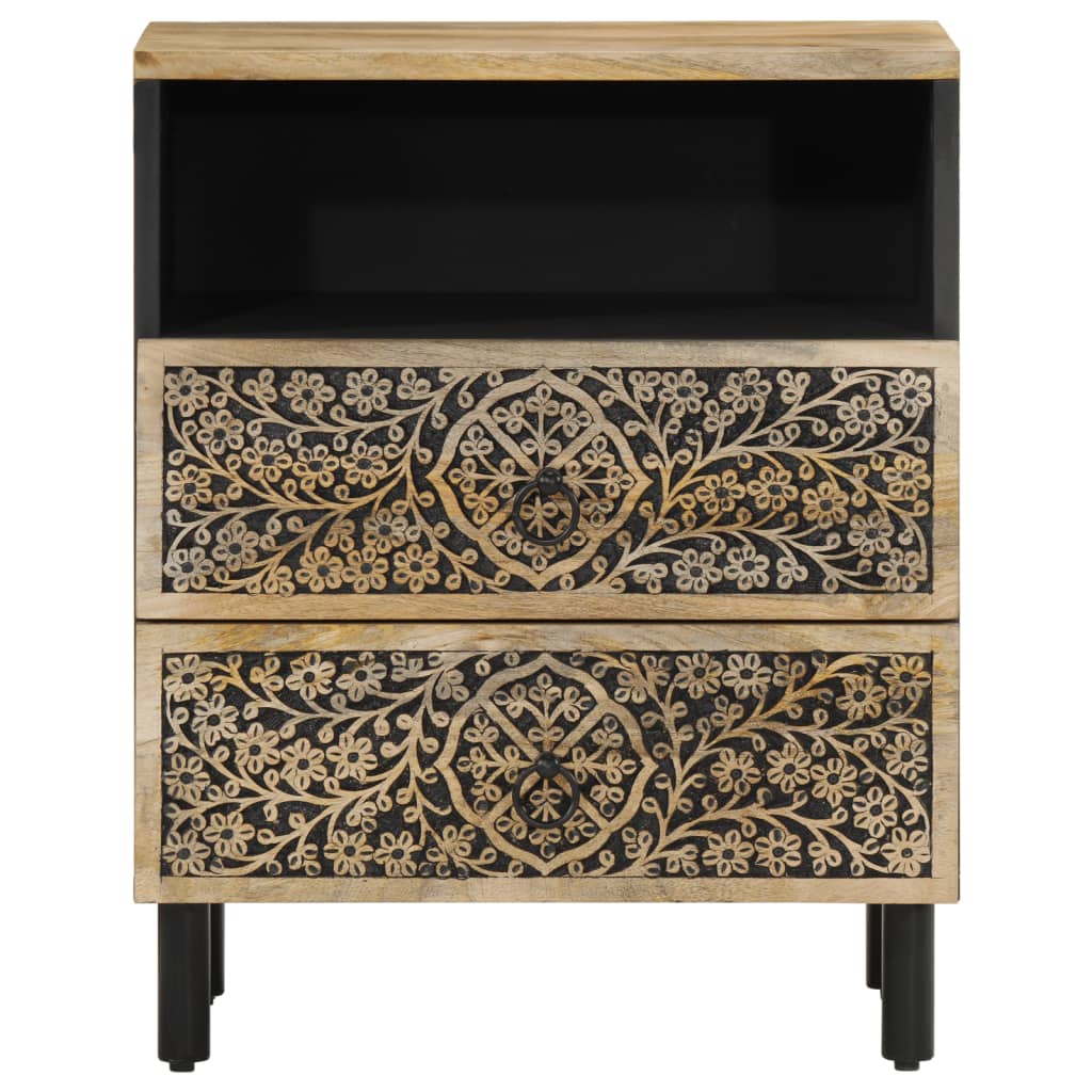 Mesita De Noche Madera Maciza De Mango 50x33x60 Cm_3