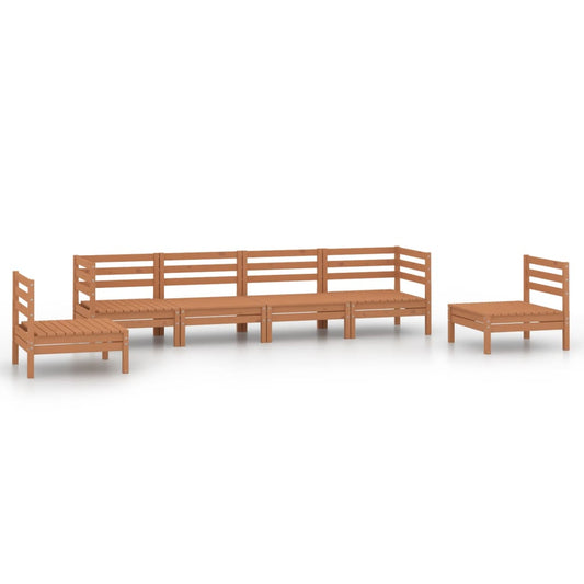 Juego Muebles De Jardín 6 Pzas Madera Maciza Pino Marrón Miel / Vetonek_0