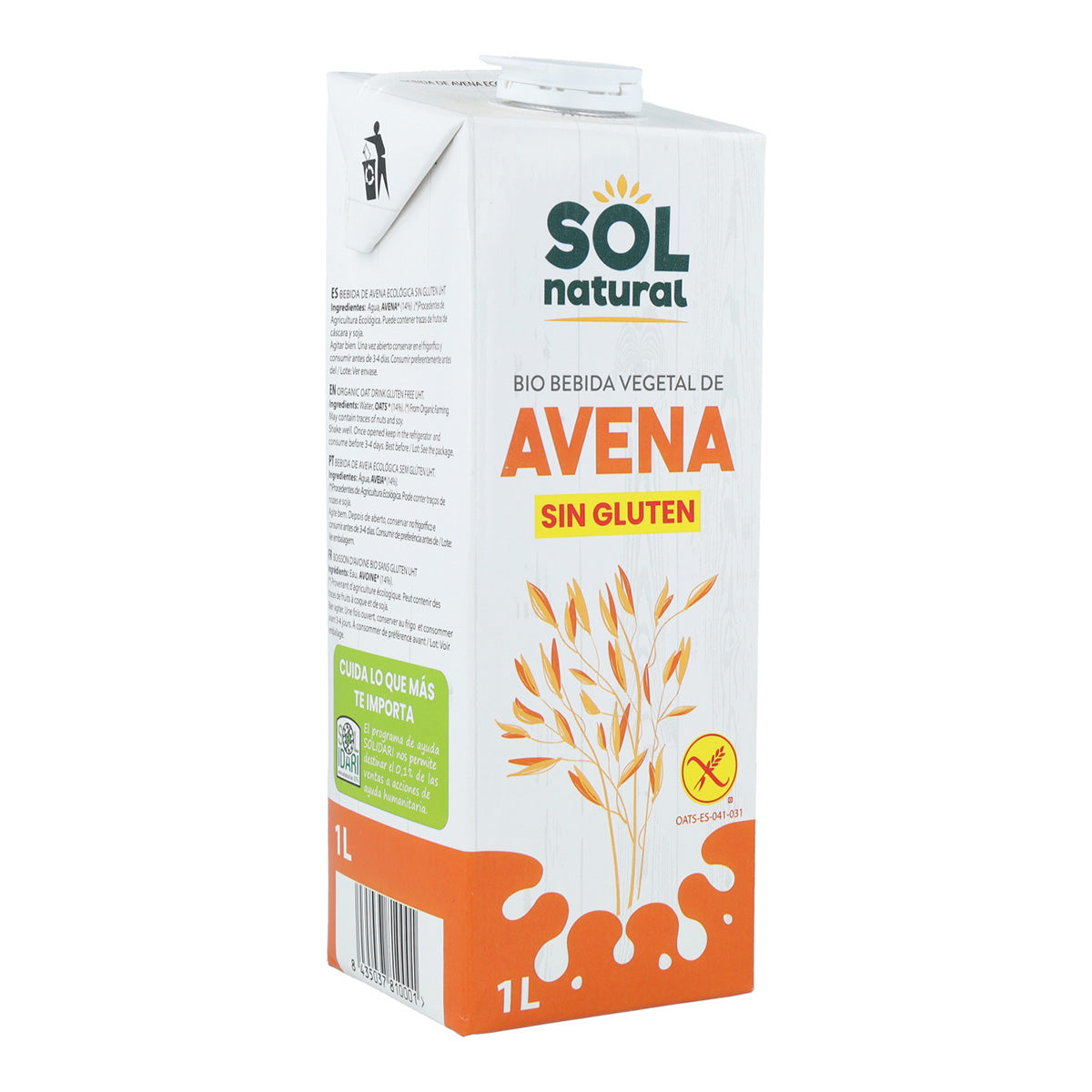 Bebida de Avena Sin Gluten Bio Sol Natural 1 L