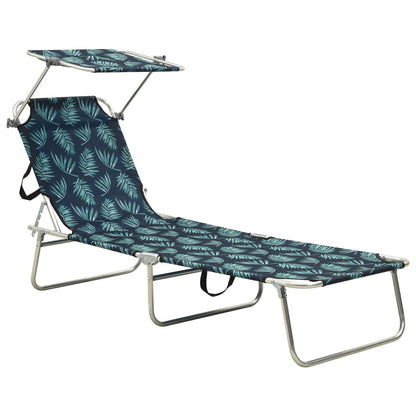Tumbona Plegable Con Toldo De Acero Estampado De Hojas_1