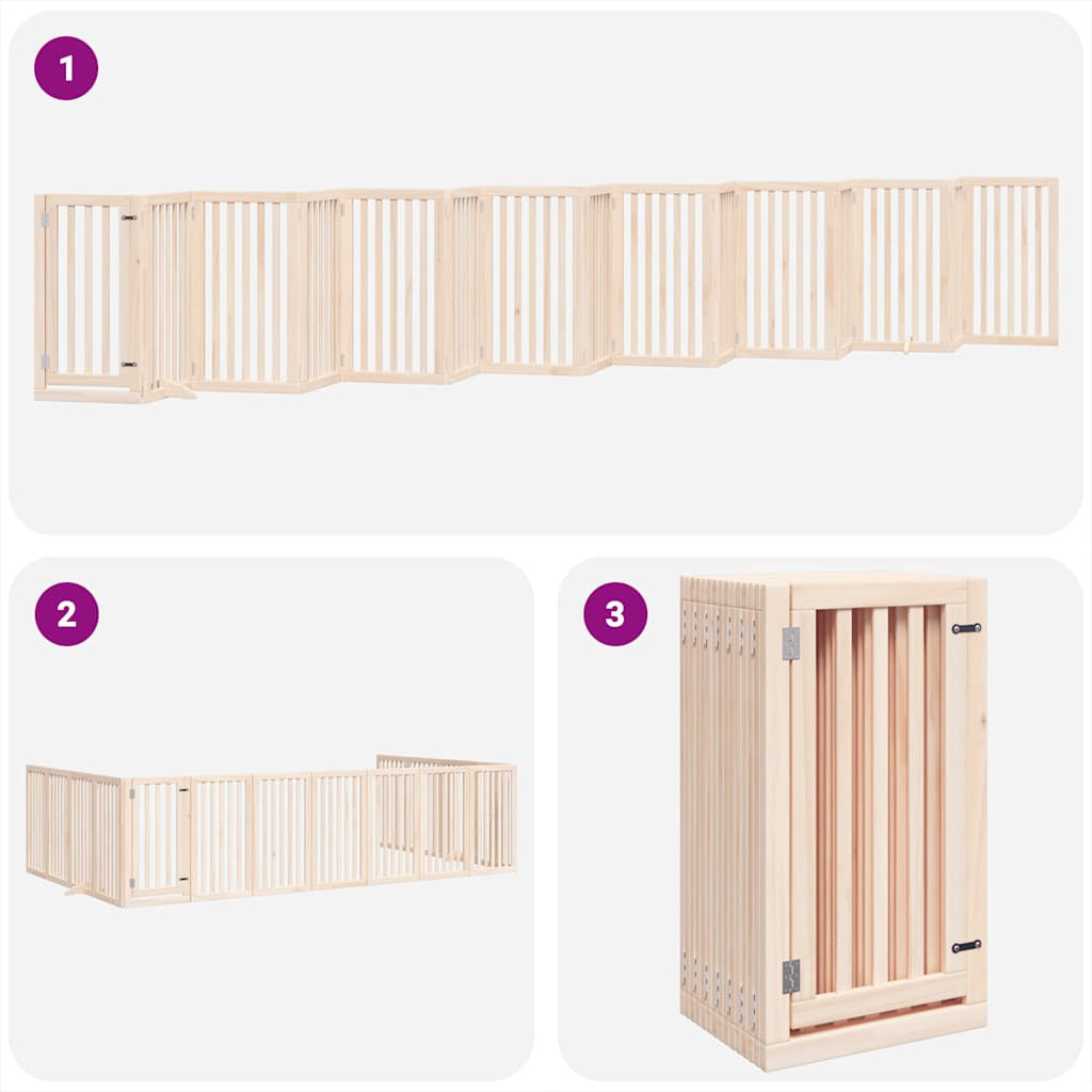 Vidaxl Puerta Para Perros Plegable 15 Paneles Madera De Álamo 750 Cm_3