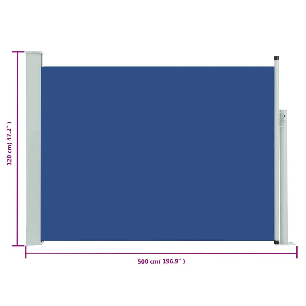 Vidaxl Toldo Lateral Retráctil Para Patio Azul 117x500 Cm_2