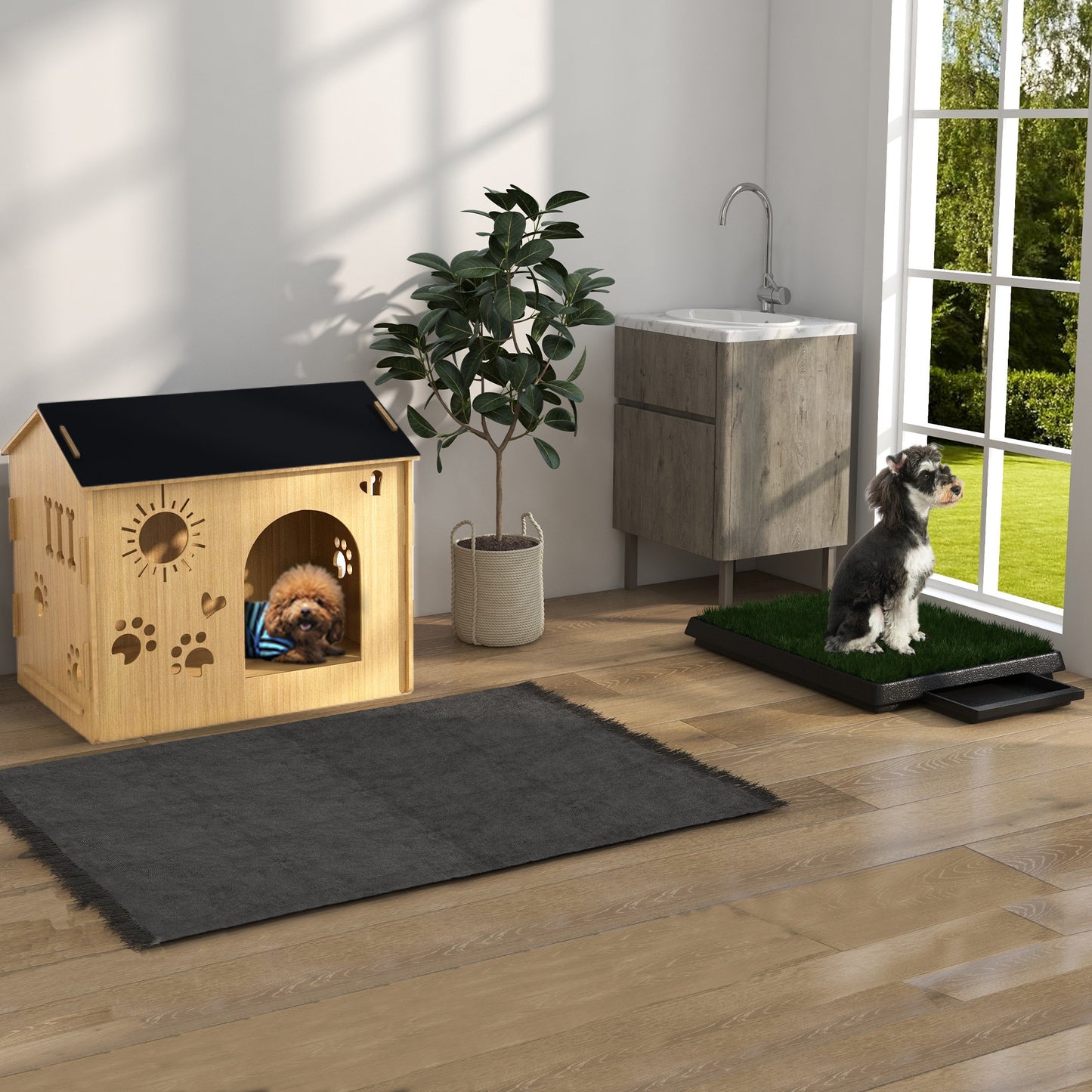 Pawhut Inodoro De Bandeja Perro Césped De Entrenamiento Lavable 51x63x6cm_4