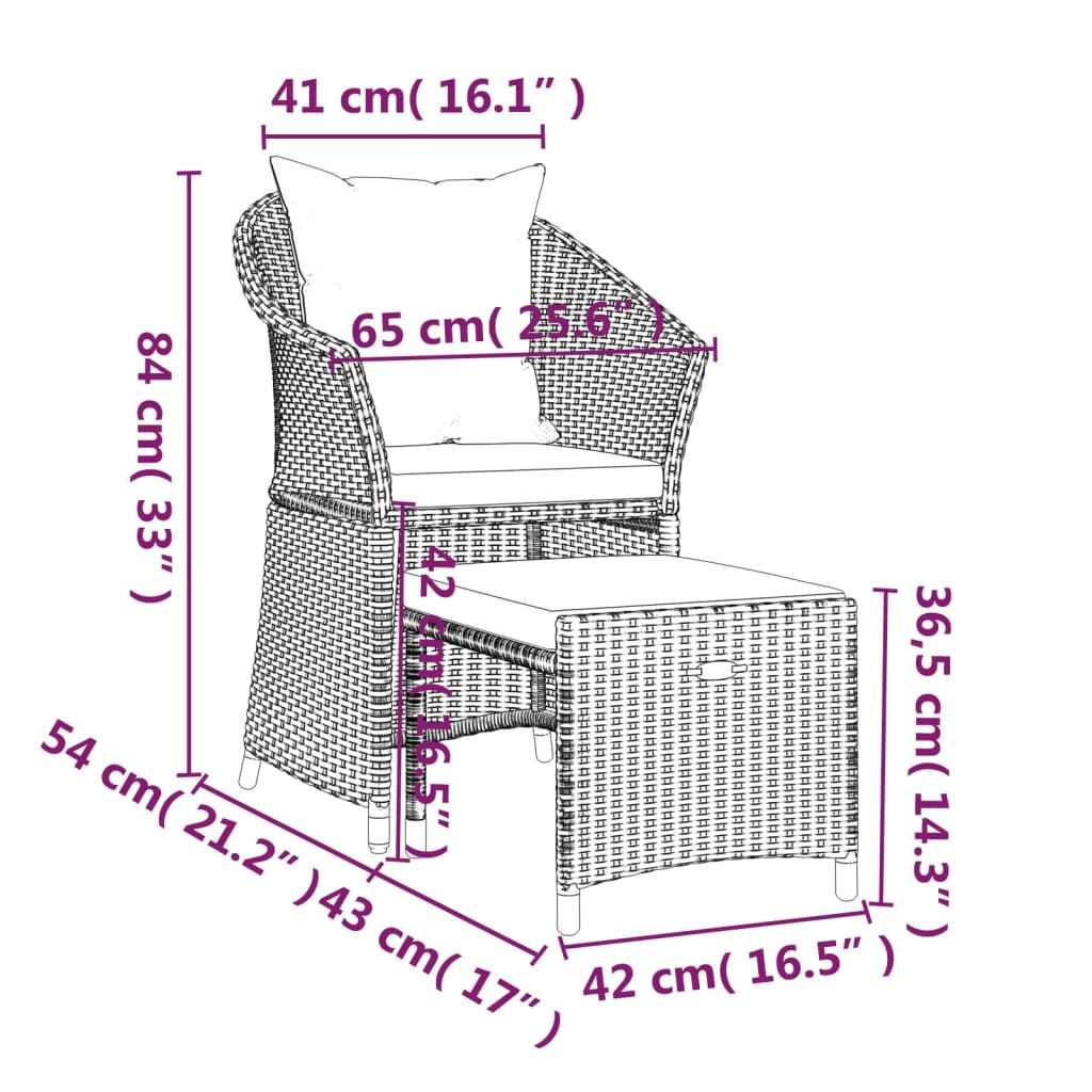 Vidaxl Set Muebles De Jardín 2 Piezas Y Cojines Ratán Sintético Marrón_2