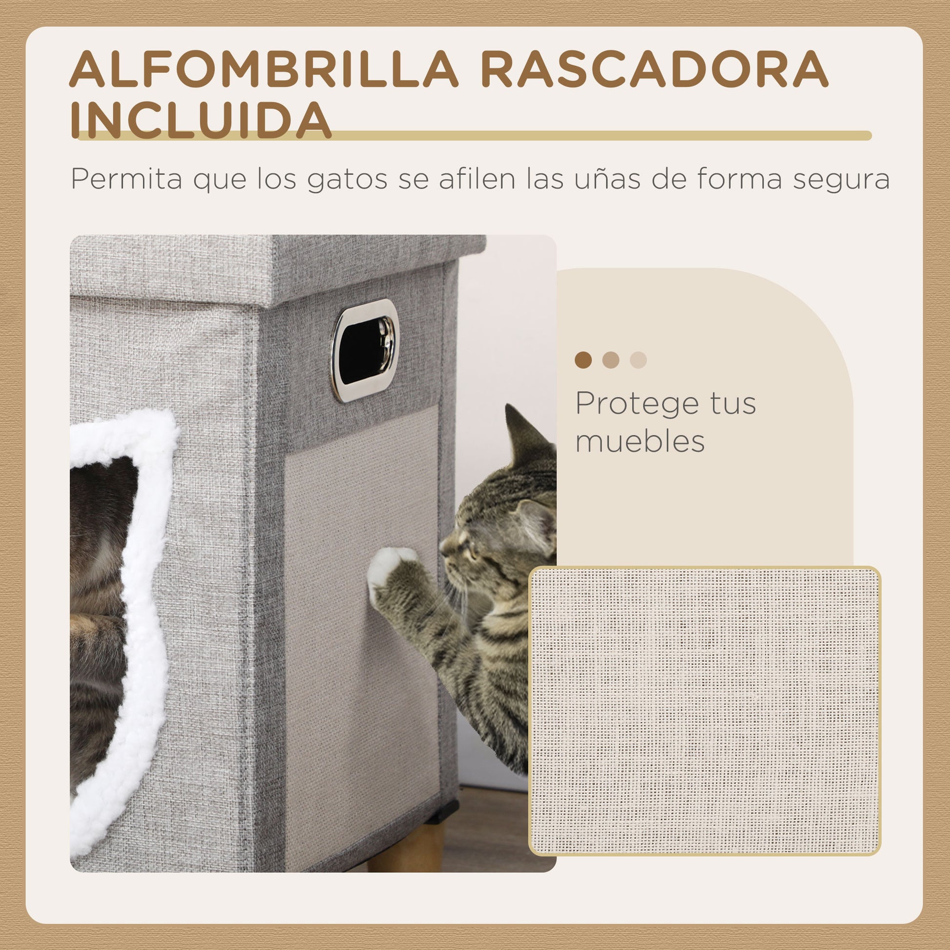Pawhut Cama Cueva De Gatos 2 En 1 Tipo Reposapiés 35,5x35,5x42,5 Cm Gris_4