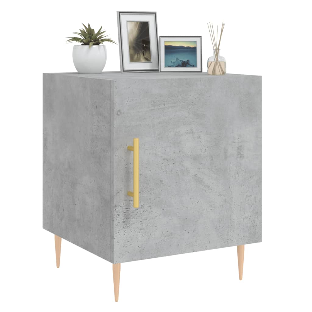 Mesita De Noche Madera De Ingeniería Gris Hormigón 40x40x50 Cm_2