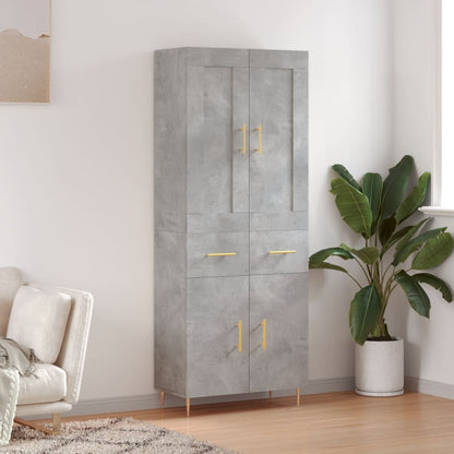 Aparador Alto Madera Contrachapada Gris Hormigón 69,5x34x180 Cm_0