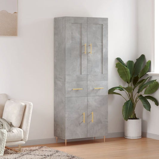 Aparador Alto Madera Contrachapada Gris Hormigón 69,5x34x180 Cm_0