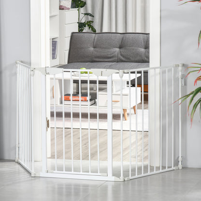 Pawhut Barrera Para Perros Plegable De 3 Paneles Con Cierre Inteligente Blanco_1