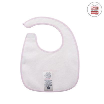 Babero cuadrado con Velcro Celeste 20x26 cm. Color Rosa