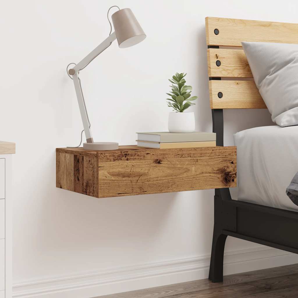 Mesilla De Noche De Madera Antigua 60x35cm Madera De Ingeniería_2