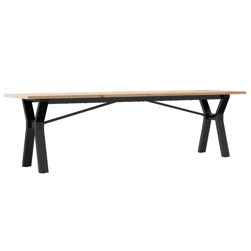 Mesa De Centro Marco Y Madera Maciza Pino Y Acero 160x40x45 Cm_0