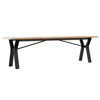 Mesa De Centro Marco Y Madera Maciza Pino Y Acero 160x40x45 Cm_0