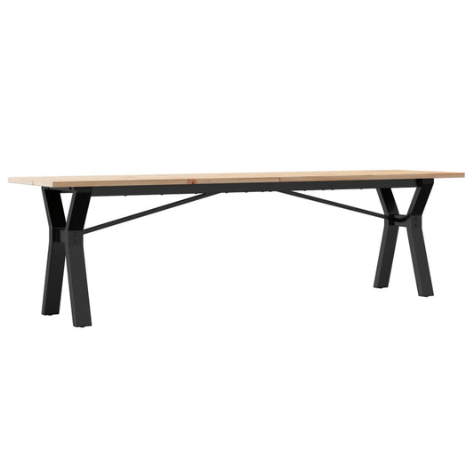 Mesa De Centro Marco Y Madera Maciza Pino Y Acero 160x40x45 Cm_0