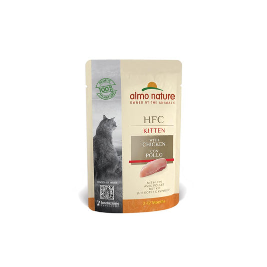24ux55gr Sobres De Comida Almo Para Gato Kitten Hfc De Pollo En Gelatina_0
