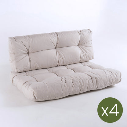Pack 4 Cojines Para Palets, Cojín De Asiento 80x120x16 Cm + Cojín Respaldo 42x120x16 Cm, Olefin Color Crudo, Repelente Al Agua_2