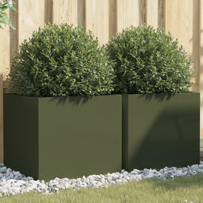 Jardineras 2 Unidades Acero Verde Oliva 49x47x46 Cm_1