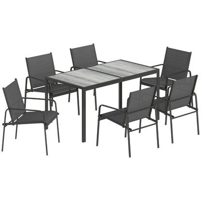Outsunny Conjunto De Mesa Y Sillas Jardín De 7 Piezas Con Sillas Transpirables_0