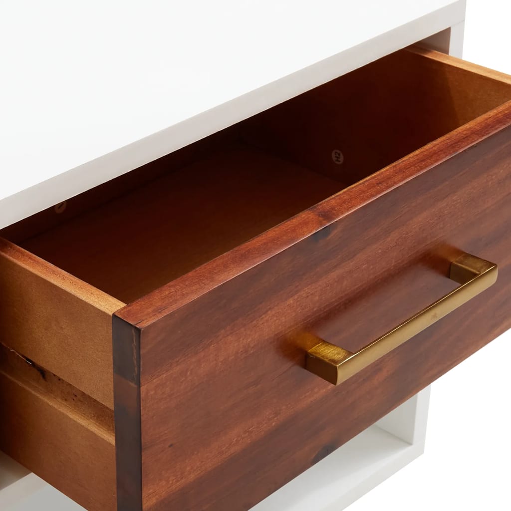 Mesita De Noche De Madera Maciza De Acacia 40x30x57 Cm_3