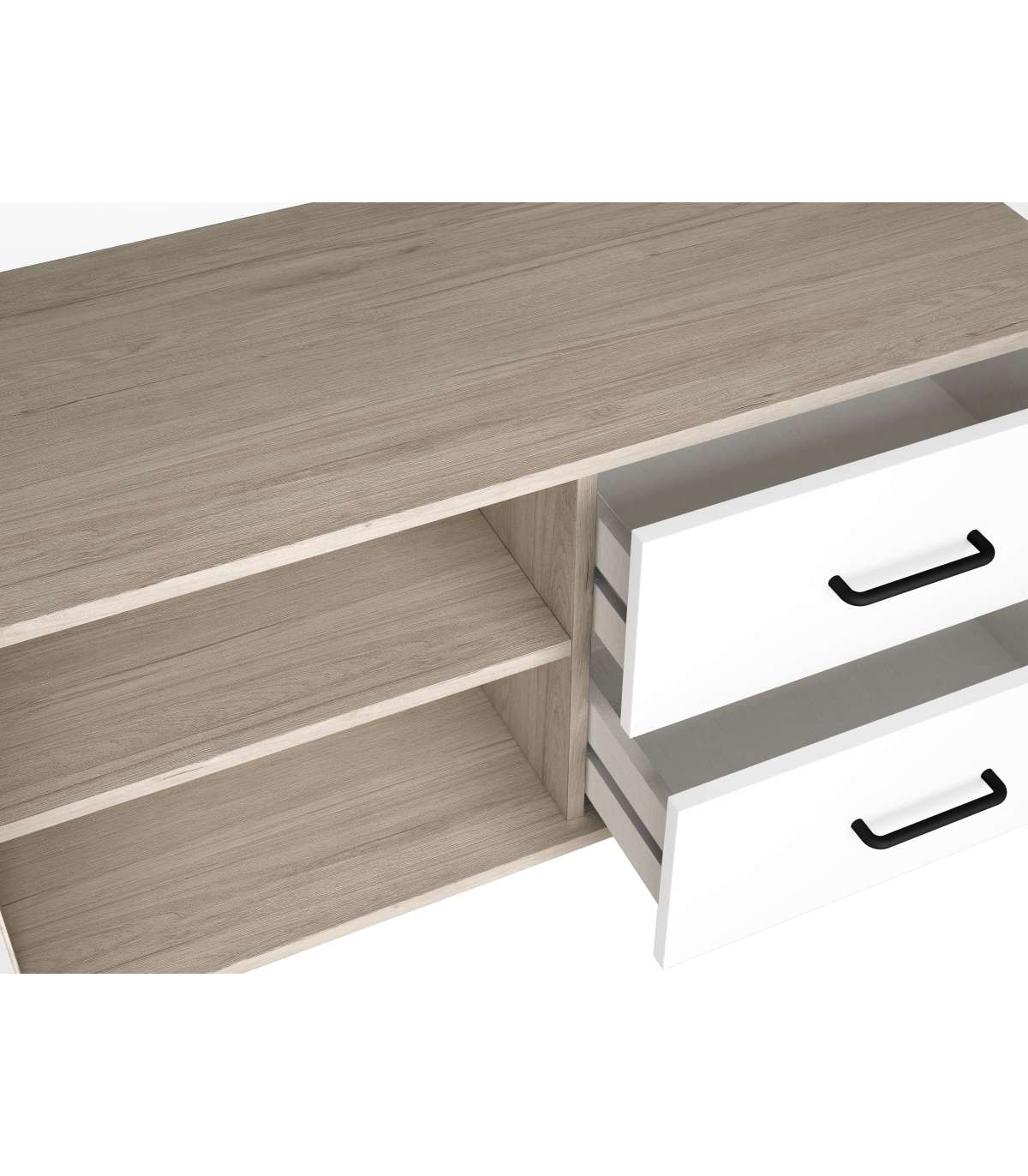 Mueble Para Televisión Modelo Samira 2 Puertas 2 Cajones Acabado Sahara/blanco, 180.5cm(a_3