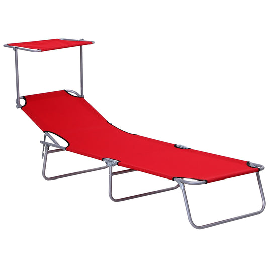 Outsunny Tumbona Plegable Con Toldo Desmontable Respaldo Ajustable Rojo_0
