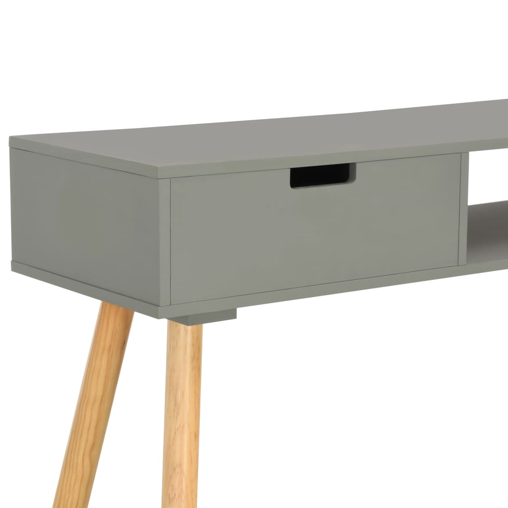 Mesa Consola De Madera Maciza De Pino Gris 80x30x72 Cm_4