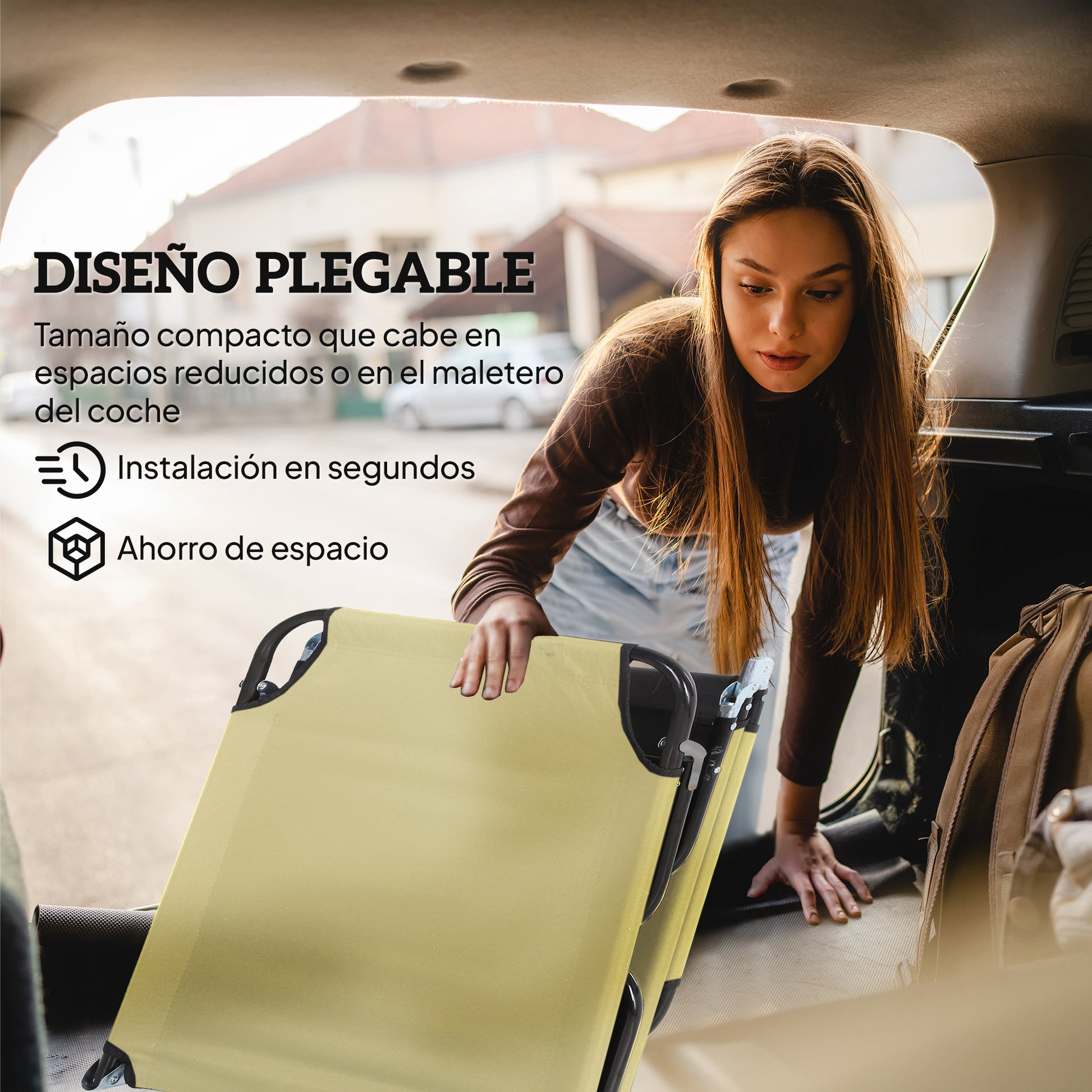 Outsunny Tumbona Plegable Reclinable Ajustable De 5 Posiciones 188x56x28cm Beige_5