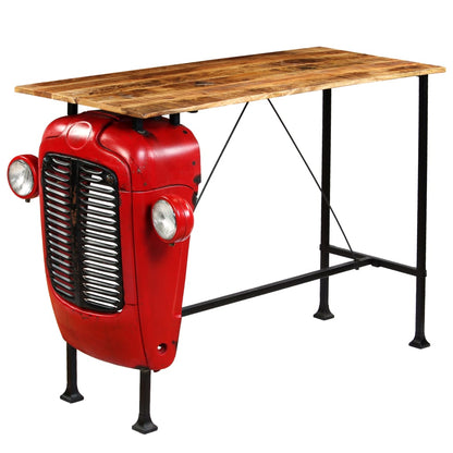 Mesa De Bar De Tractor Madera Maciza Mango Rojo 60x150x107 Cm_0