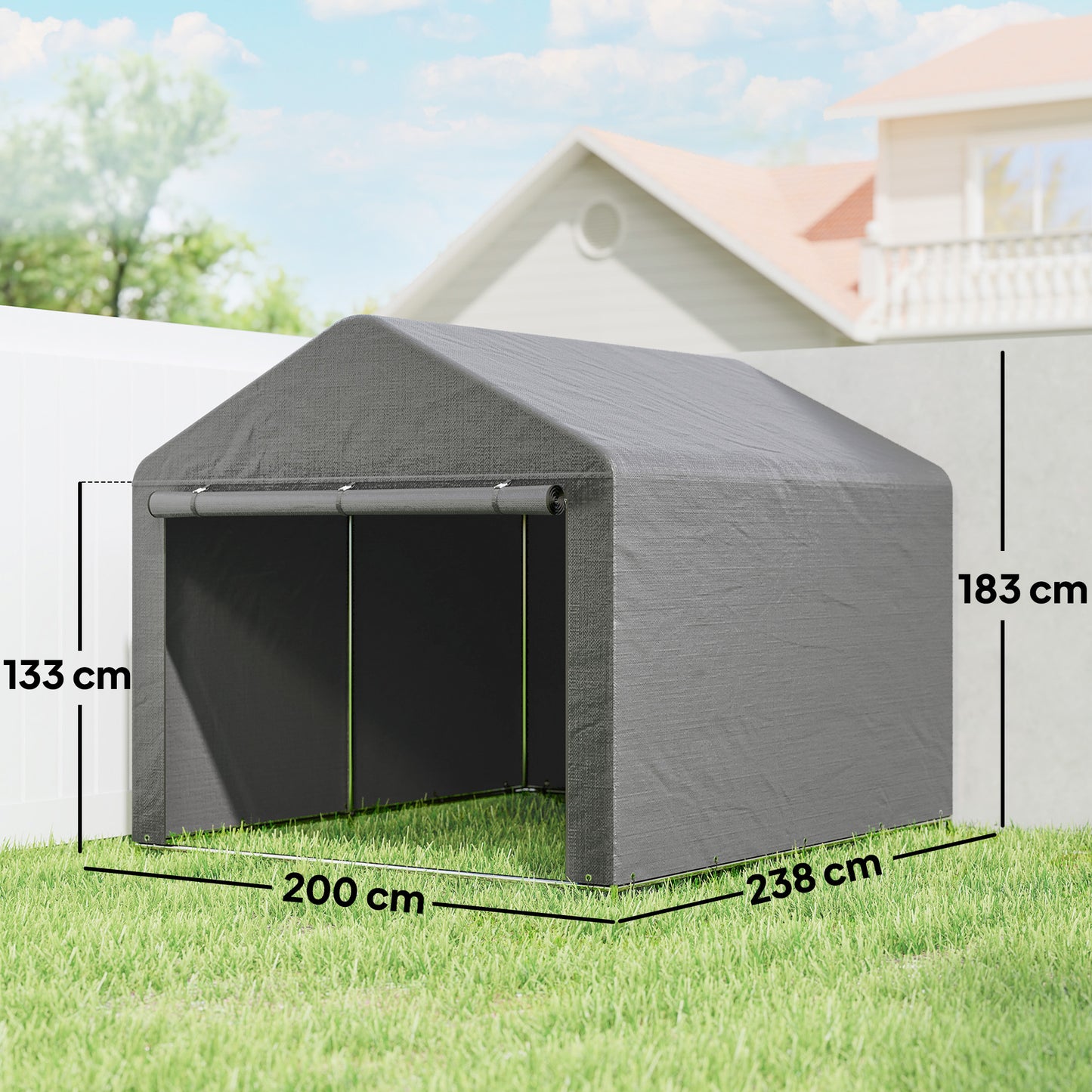 Outsunny Carpa De Jardín Para Herramientas Bicicletas Motos 2,4x2x2 M Gris_2