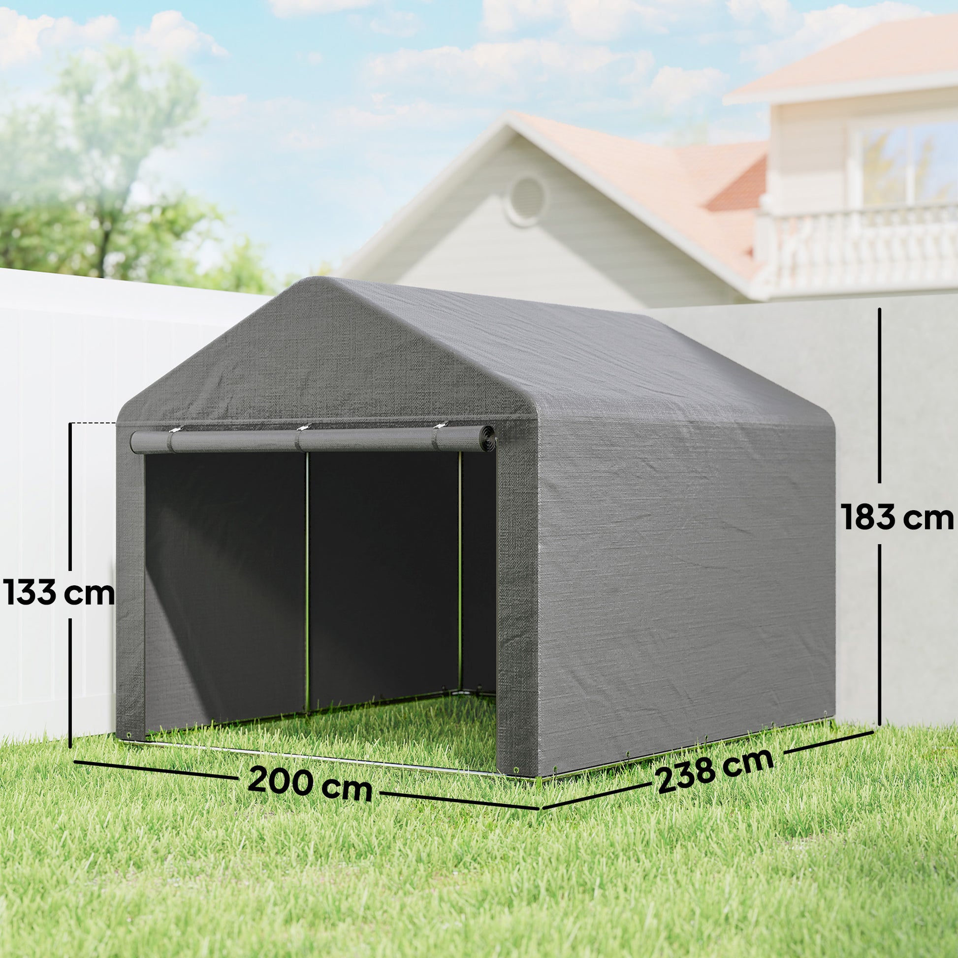 Outsunny Carpa De Jardín Para Herramientas Bicicletas Motos 2,4x2x2 M Gris_2