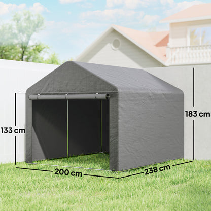 Outsunny Carpa De Jardín Para Herramientas Bicicletas Motos 2,4x2x2 M Gris_2