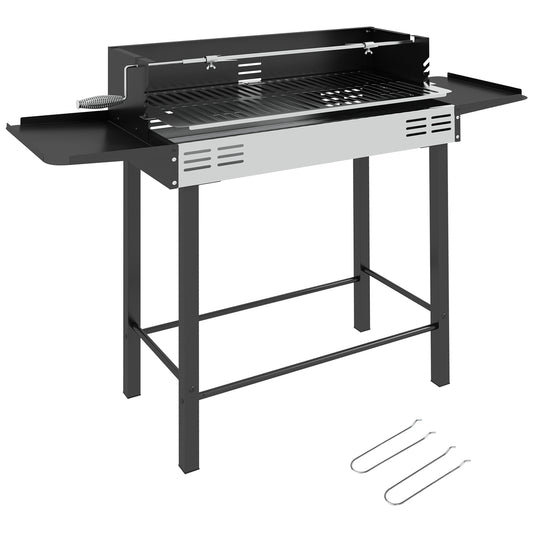 Outsunny Barbacoa De Carbón Portátil Con Pincho Giratorio Estantes Negro_0