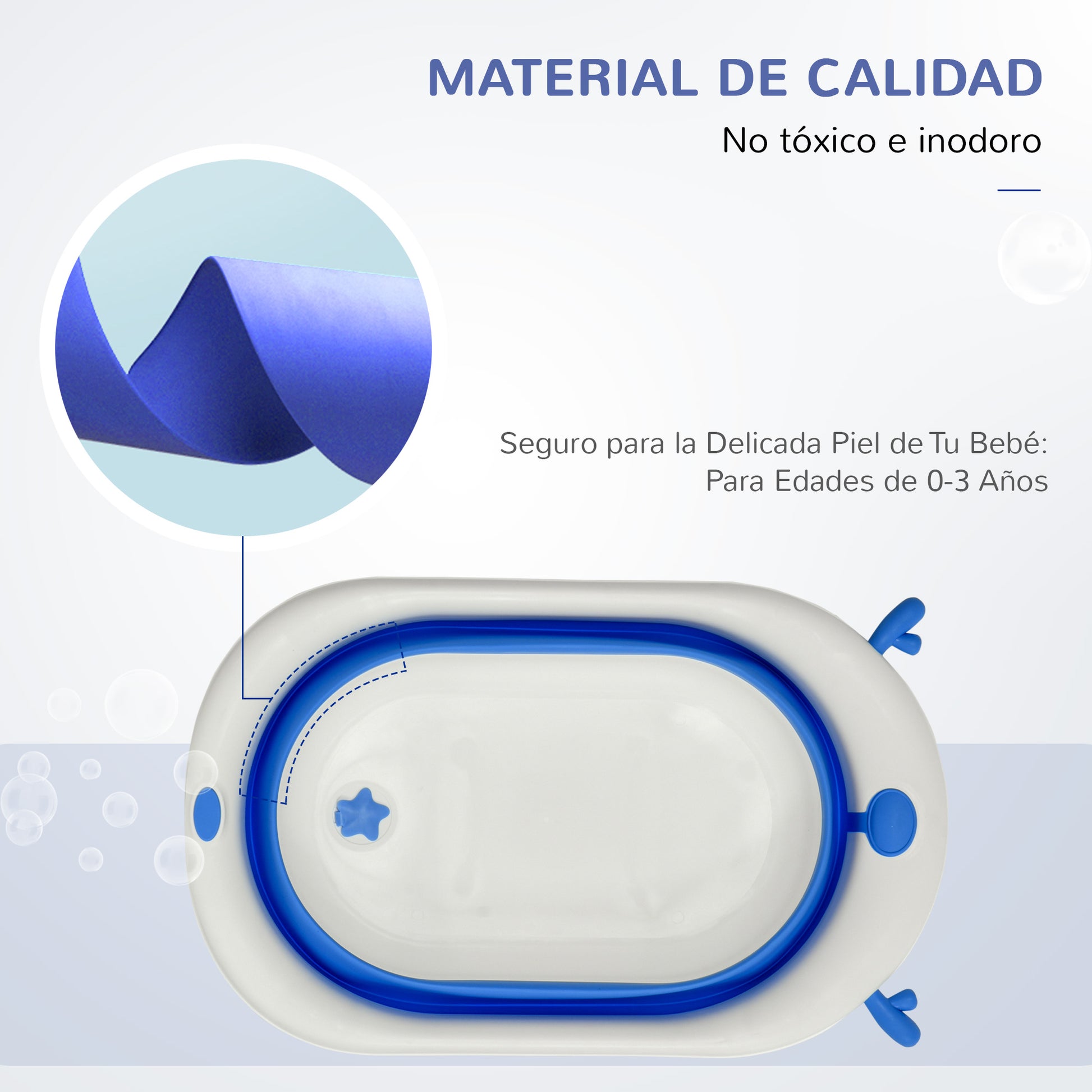 Homcom Bañera Plegable Bebé Recién Nacido Hasta 3 Años 35l Con Cojín Y Tapón_3