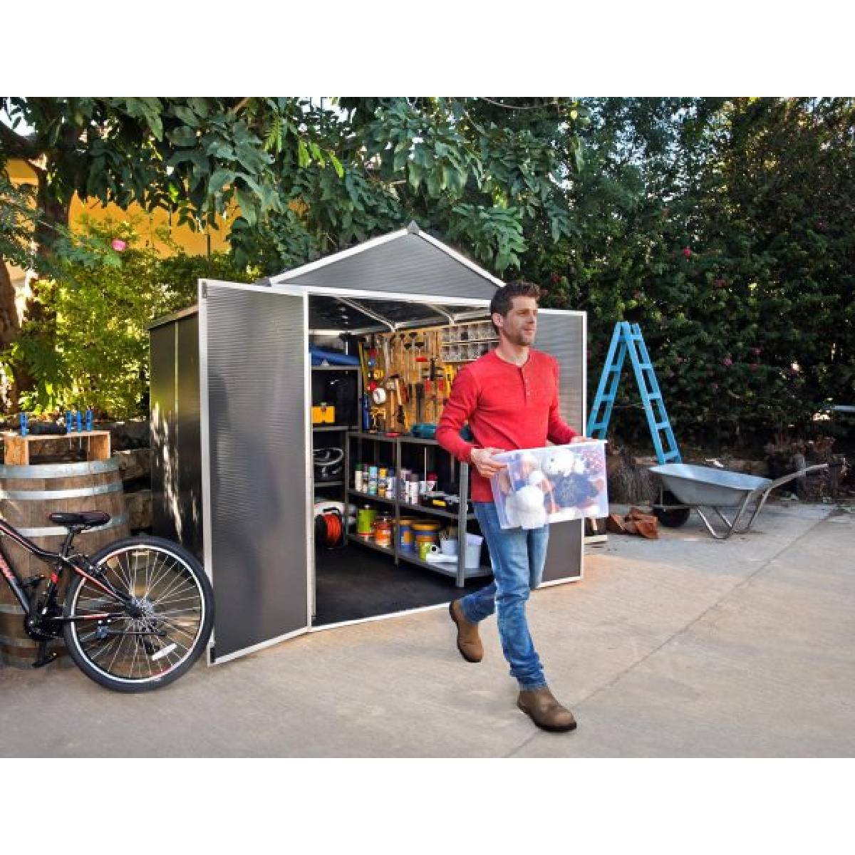 Cobertizo de jardín Rubicon 185x229 cm gris oscuro Canopia