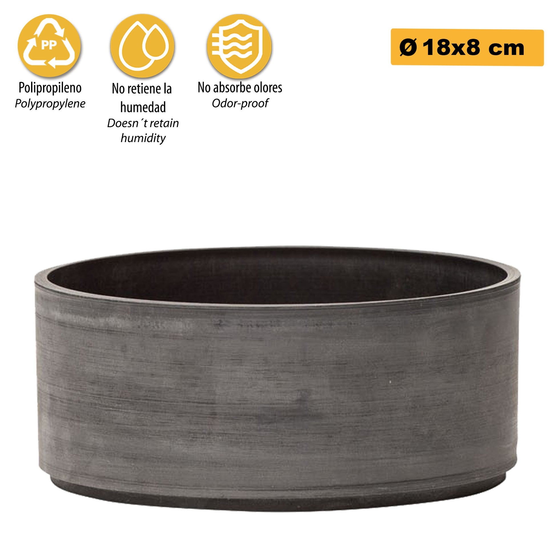 Maceta De Talle Bajo, Redonda Ø 18 Cm H 8 Cm_2