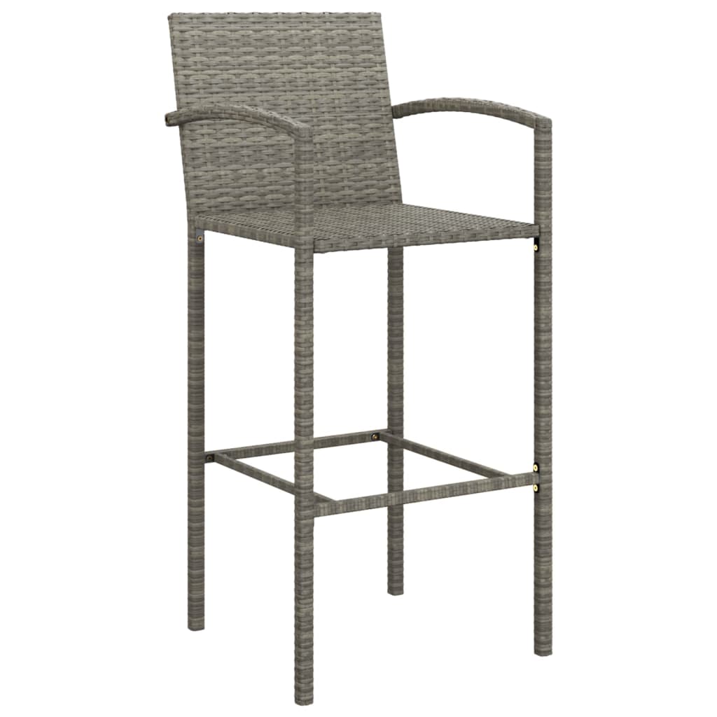 Vidaxl Mesa Y Taburetes Altos Jardín 5 Piezas Ratán Sintético Gris_3