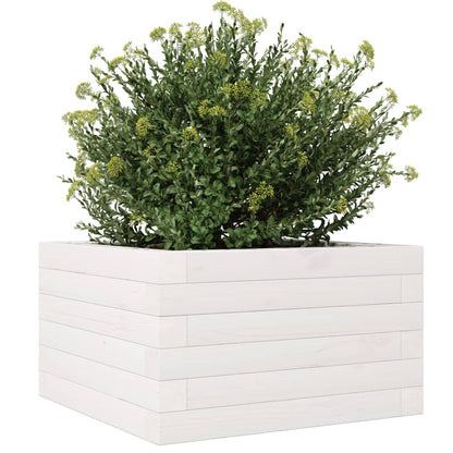Jardinera De Madera Maciza De Pino Blanca 40x40x23 Cm_3
