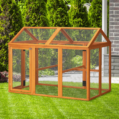 Pawhut Gallinero Para Exterior 140x88,5x106 Cm Para 1-3 Gallinas Madera Natural_1